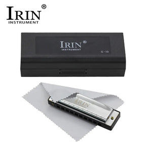 IRIN 10 Holes G Key 20 Tone Harmonica Colorful Blues Harmonica Woodwind Instrument Suitable for Beginners Teaching Playing Gift