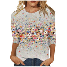 Load image into Gallery viewer, Women&#39;s Clothing T-shirt Fashion Casual Round Neck 3/4 Sleeve Loose Printed T-shirt Ladies Top Louse Beautiful Girls T-shirt
