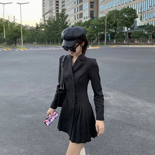Women's Dress Blazer Clothing Chic and Elegant Pretty Female Dresses 2024 Formal Occasion Spring Retro Promotion Loose X Xxl Y2k