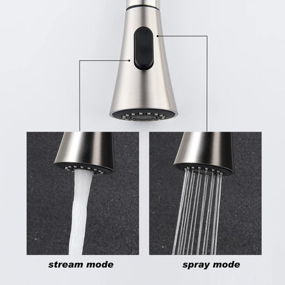 Kitchen Faucet with Pull Out Spraye Kitchen Faucet  Single Handle  Out Mixer  Stream Sprayer Nozzle Stainless Steel Family