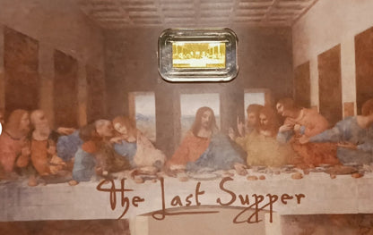2025 Last Supper 1/1000 oz .9999 Gold Coin in Card Mintage of 9999 Commemorative Jesus Bar