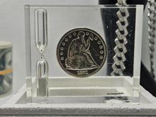 Load image into Gallery viewer, 1871 Seated Liberty Dollar Stunning Silver Rare Coin In Clear Display Sand Timer
