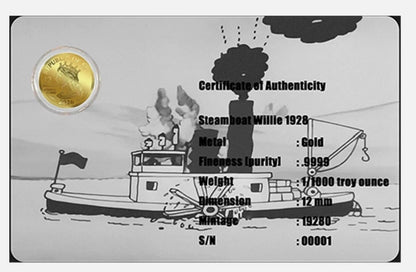 2026 1/1000th oz 1928.Steamboat Willie .9999 Commemorative Gold Coin in Assay