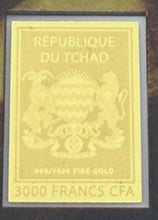 Load image into Gallery viewer, Mona Lisa by Da Vinci 1/1000 Oz .9999 Commemorative Gold Bar 3000 Francs Chad Gold Coin
