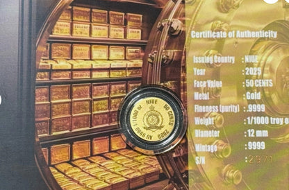 1/1000 Troy oz Niue - Bonnie and Clyde.999 Fine Commemorative Gold Coin in Assay