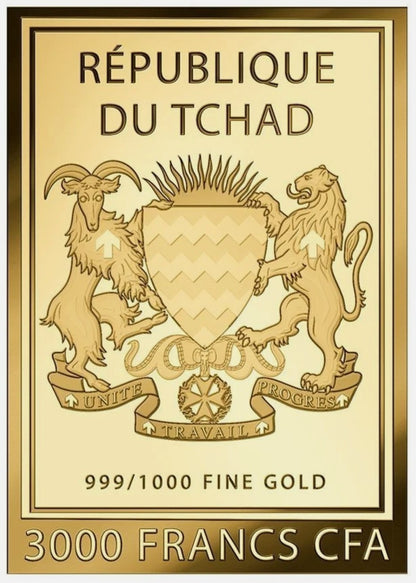 Gustav Klimt Adele 1/1000 Oz Commemorative Gold Bar Coin 3000 Francs Chad 2024