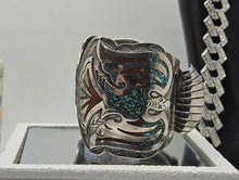 Load image into Gallery viewer, Vintage Navajo Indian 925 Silver Watch Band W/ Turquoise Native American Jewelry
