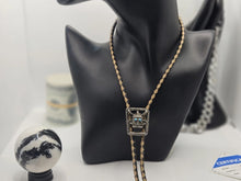 Load image into Gallery viewer, Vintage Native American Leather Bolo Tie With Turquoise Accents 925 Silver
