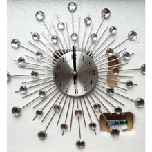 Load image into Gallery viewer, Silver Color  Wall Clock for Living Room Decor Modern Big Crystal Non-Ticking Quiet Wall Clocks Decorations for Kitchen Office
