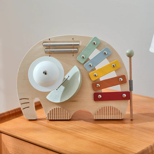 Montessori Baby Music Toys Wooden Kid Instrument Educational Toys 0-3 Years Newborn Music Elephant Xylophone Toy Children Gift