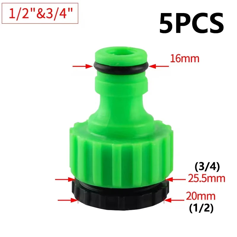 Garden Hose Tap Connector 3/4 inch and 1/2 inch BSP 2in1 Threaded Faucet Adapter Hose Connection Set for Garden Irrigation