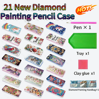 21 New Diamond Painting Pencil Case Art Pen Holder Aesthetic Diamond Painting Stationery Case As a Gift for School Children