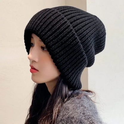 Winter Warm Hats for Women Casual Stacking Knitted Bonnet Caps Men Hats Simple Solid Color Hip Hop Unisex Female Beanies