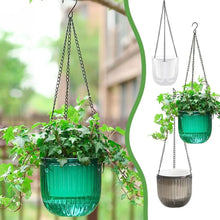 Load image into Gallery viewer, Garden Decoration Self-watering Flower Pot Plant with Chain Hanging Flower Pots Round with Drainage Holes Houseplant Flowerpot
