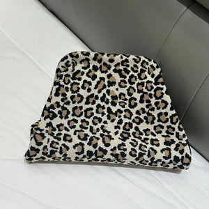 Fashion Trend Leopard Print Clutch Bag for Women Woven Crochet  Cloud Casual Dinner Bag Fashion Dumpling Chic Hobo Bag 2024