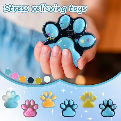 Jelly Glitter Cat Paw Stress Relief Decompression Toy Slow Rebound Pinch New Fidget Toy For Kids Adult Christmas Gifts