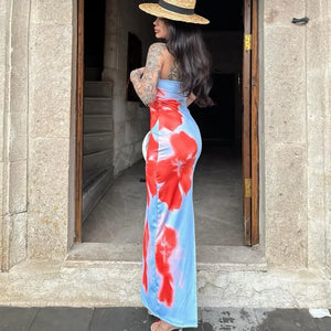Women's Dresses Summer New Streetwear Fashion Print Casual Slim Dress Sexy Off Shoulder Elegant Female Club Party Dress Clothing
