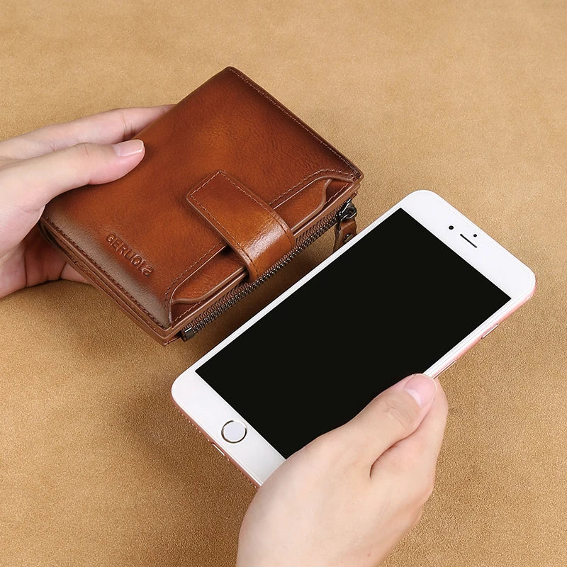Wallet men's genuine leather 2024 new money bag short clip men's silver wallet card holder large capacity