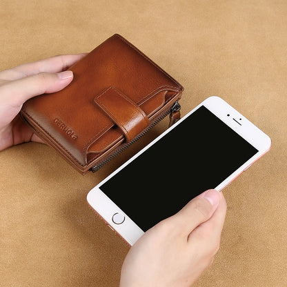 Wallet men's genuine leather 2024 new money bag short clip men's silver wallet card holder large capacity