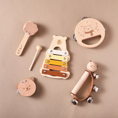 Wooden Baby Montessori Toys Musical Rattle Instruments Xylophone Percussion Sensory Rattle Toys Educational for Baby Toys Gifts