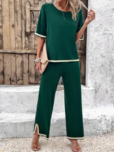 Load image into Gallery viewer, High Quality Elegant Women Clothing 2024 Temperament Casual Solid Color Knitted Shite Sleeved Suit Sweatpants Wide Leg Pants Y2k
