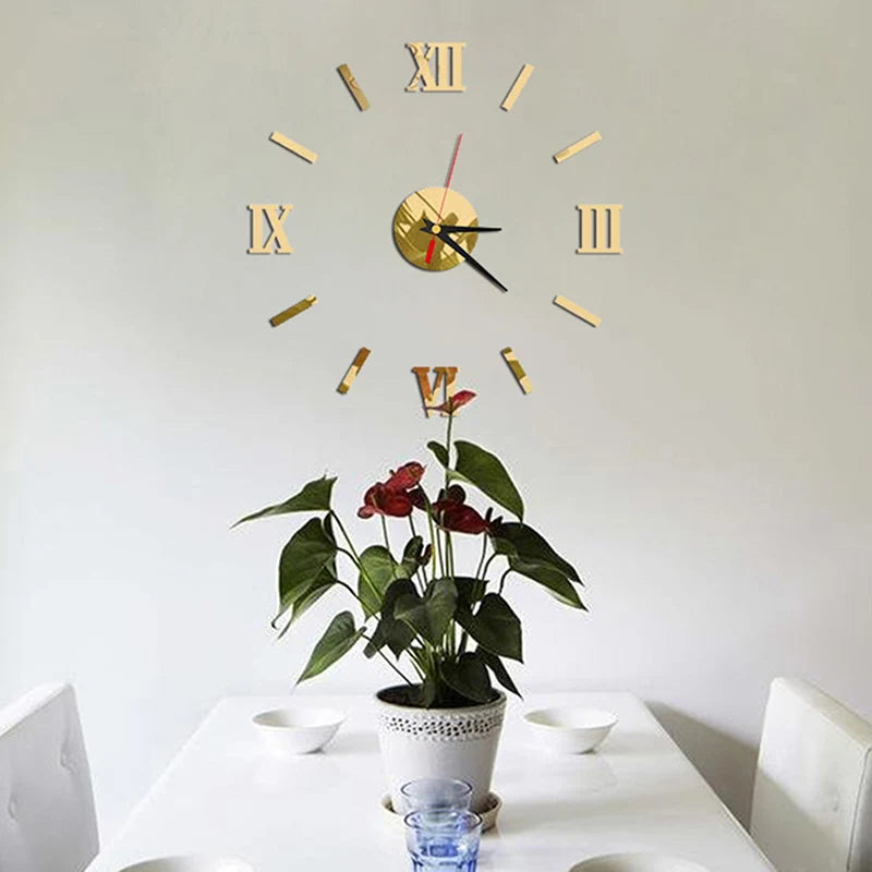 Frameless Wall Clock Mirror Wall Clock Fashion Living Room Quartz Watch DIY Home Decoration Watch Series