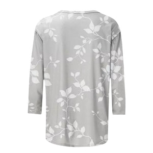 Female Clothing Delicate Fashion Shirts Floral Round Neck 3/4 Sleeves Printed Summer Women Pullover Daily Wear Vetement Femme