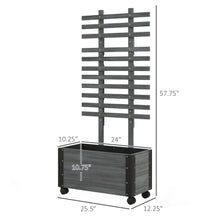 Load image into Gallery viewer, Raised Garden Bed with Trellis 58 Outdoor Wooden Planter Box with Wheels for Vine Plants Flowers Climbing and Planting Gray
