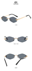 Fashion Small Polygonal Sunglasses for Women Luxury Brand Rmless Brown Rhombus Sun Glasses Woman Vintage Metal Shades Eyewear