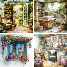 Load image into Gallery viewer, Diamond Painting Landscape Window Kit Full Embroidery Flower Wall Decorative Rhinestone Pictures For Home Decor
