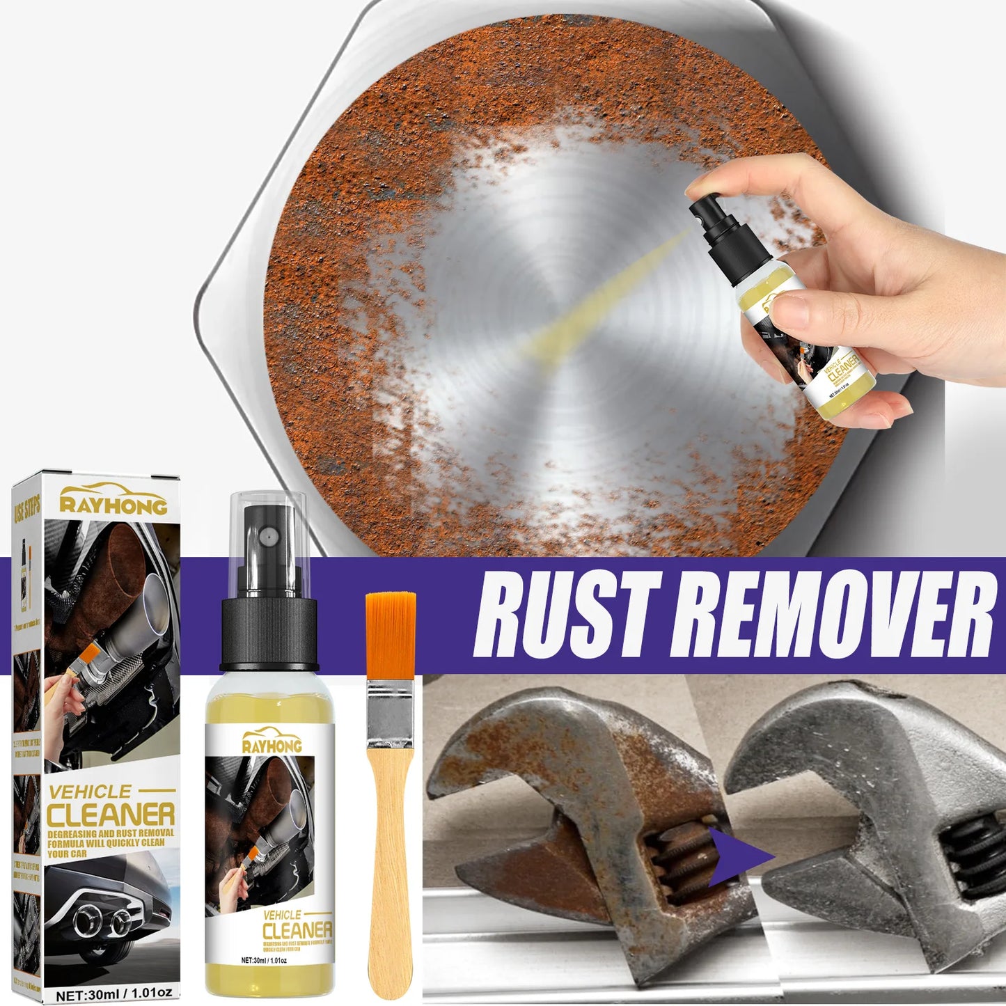 Auto Rust Remover Lubricant Metal Steel Multi-Function Tire Screw Rust Removal Anti-Rust Cleaning And Brightening Spray