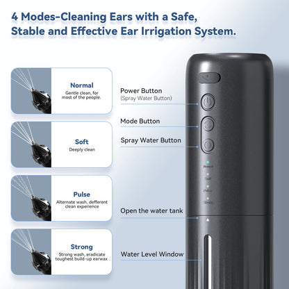 Ear Cleaner Water Powered Electric Ear Wax Removal Kit Waterproof USB Rechargeable 4 Pressure Settings Safe & Effective Cleaner