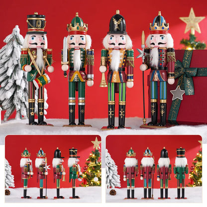 30cm Nutcracker Soldier Puppet Wooden Nutcracker Statues Handicraft Doll Toy Christmas Navidad New Year Gift Home Decoration