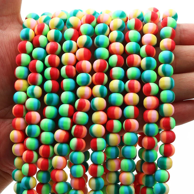 1 String 6/9mm Clay Round Beads Loose Spacer Beads Polymer Clay Beads For Jewelry Making Diy Boho Bracelet Necklace Accessorie