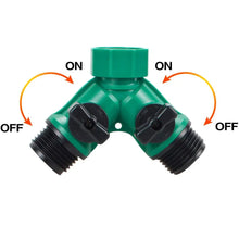 Load image into Gallery viewer, 2 Way Garden Hose Splitter Garden Hose Connector with Faucet Watering Shut Off for Landscaping Flower Planting Irrigation
