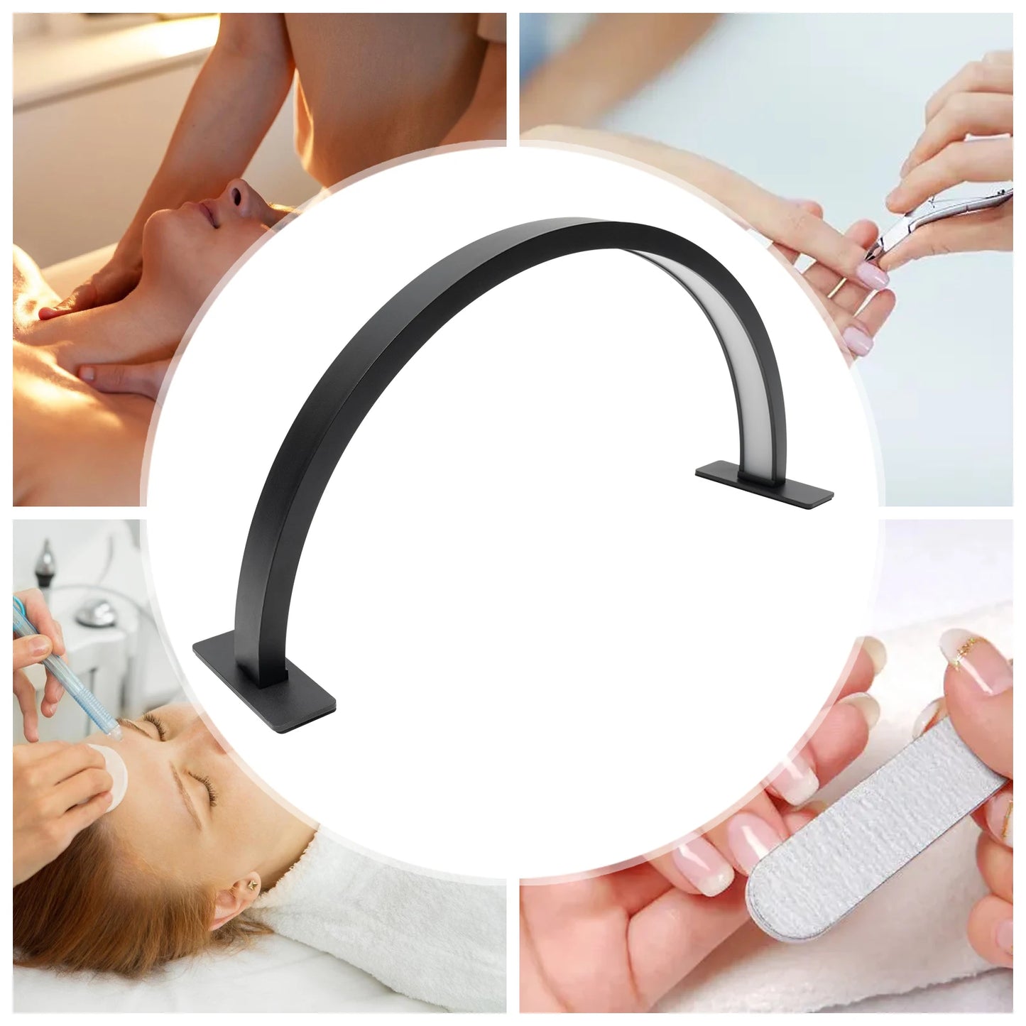 LED Half Moon Light Adjust Brightness 3000K‑6000 Half Moon Desk Lamp for Nail Art, Facial Spa, Skincare, Lash Extensions