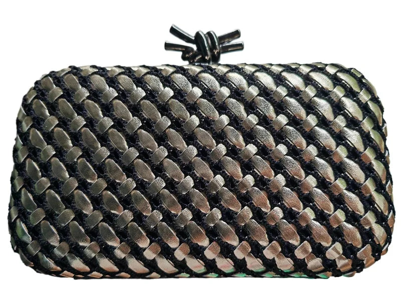 Woven Clutch Bag for Women Formal Party Contrast Color Microfiber Thread Braid Evening Bags Classic Chain Small Square Handbags