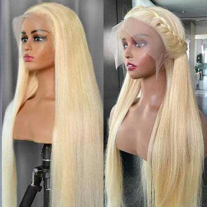 #613 Blonde Color Straight Transparent Lace Frontal Human Hair Wigs13x6 Lace Frontal Wigs For Women With Baby Hair 180% Density