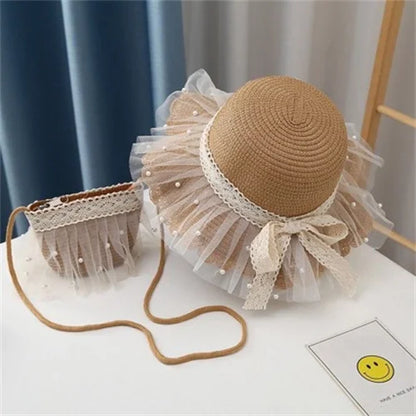 Children Sunscreen Sun Hat Kids Girls Summer Fashion Straw Hat And Bag For Girls Cool Hat Girl Cute Breathable Baby Accessories