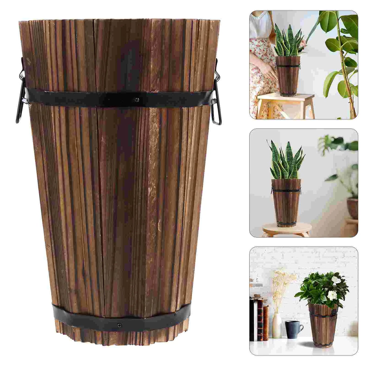 Wooden Planter Retro Design Planter Exquisite Flowerpot for Garden