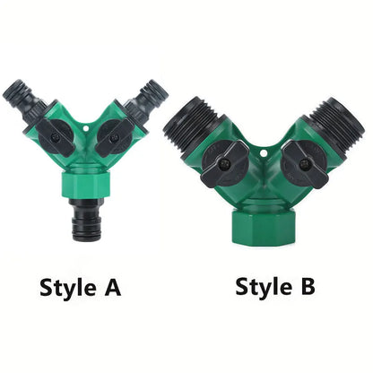 2 Way Garden Hose Splitter Garden Hose Connector with Faucet Watering Shut Off for Landscaping Flower Planting Irrigation