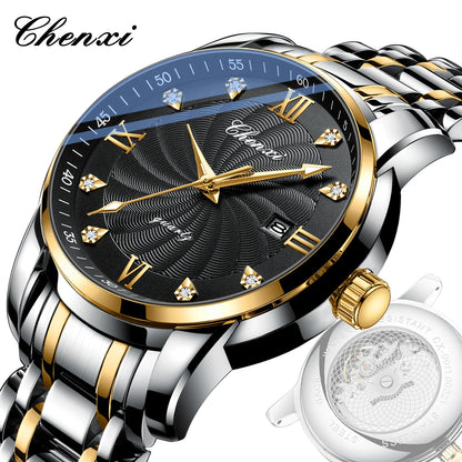 Top Brand Watches For Men High Quality See Through Skeleton Quartz Watch Stainless Steel Waterproof Wristwatch NEW Reloj Hombre