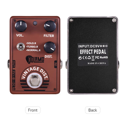 Dolamo D-11 Vintage Distortion Guitar Effect Pedal with Volume Filter and Distortion Controls True Bypass Design for Electric