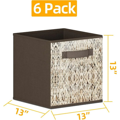 【6 Pack】 Fabric Storage Cubes, Cube Storage Bins with Handle, Foldable Closet Organizers for Shelves, Storage Baskets