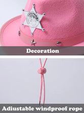 Load image into Gallery viewer, Kids Cowboy Hat Girls Pink Cowgirl Hat with Bandana Glasses Western Caps Performance Birthday Party Costume Accessories
