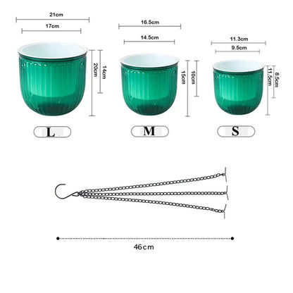 Garden Decoration Self-watering Flower Pot Plant with Chain Hanging Flower Pots Round with Drainage Holes Houseplant Flowerpot