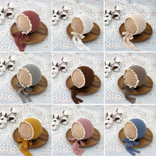 Load image into Gallery viewer, Baby Photo Cute Hat Newborn Photography Props Baby Costume Waffle Lace Tie Single Hat Fotografia Acessorios Girls Photo Props
