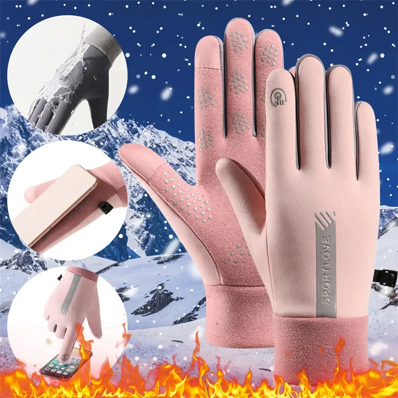 Winter Gloves Women Cycling Bike Thermal Cold Resistance Wind Waterproof Bicycle Warm Outdoor Running Skiing Mittens
