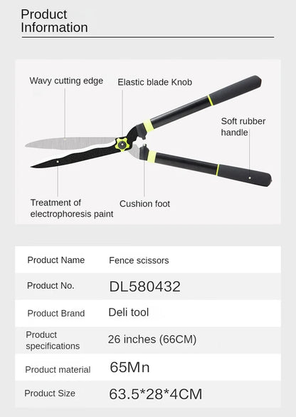 Deli Gardening Scissors Flower / Pruning Shears Lawn Special Hedge Shears Strong Pruning Branches Pruning Tools for Home Garden