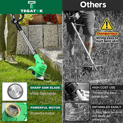 Cordless Electric Weed Eatwith a Charger, Height Adjustable Brush Cutter, Rechargeable Weeder for Home Weeding, Mowing